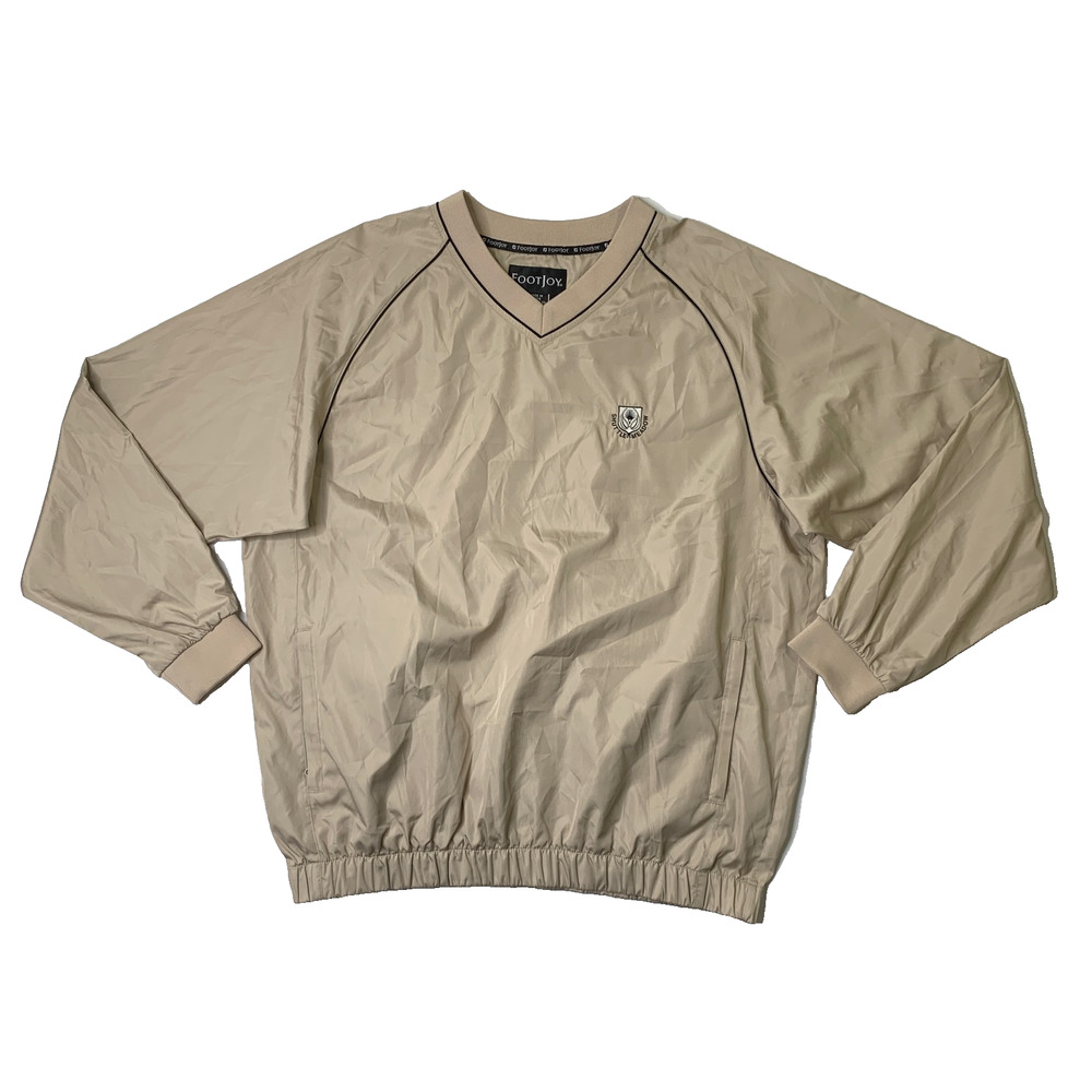 FootJoy Jacket Mens M Medium Beige V Neck Windbreaker Pullover Shuttle Meadow